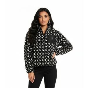 Converse All Star Sherpa Fleece Jacket Logo Print Black